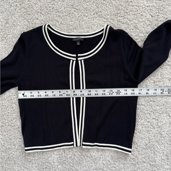 Talbots Black Cardigan with Off White Trim - Picture 7 of 8